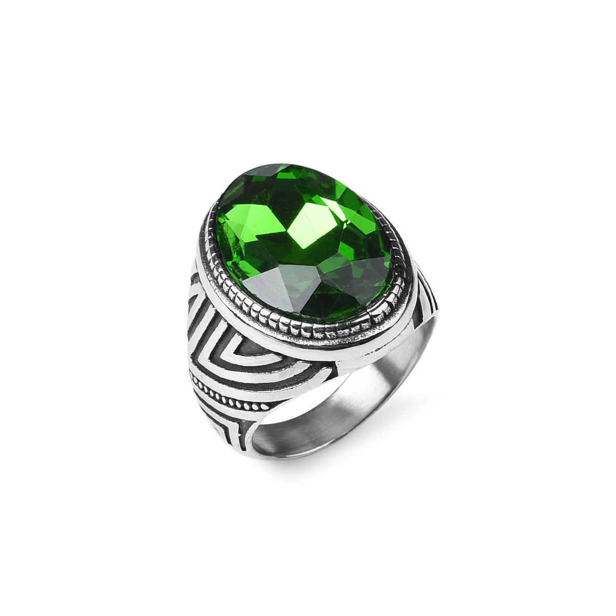 

Men s Trend High Quality 316LStainless Steel Onyx Stripe Rings Classic Vintage Fashion Eco-Friendly Material 12 зелений
