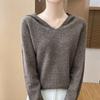 Women's 100% Pure Wool Hooded Knit Sweater - Cashmere, Thick, Loose Fit for Autumn/Winter