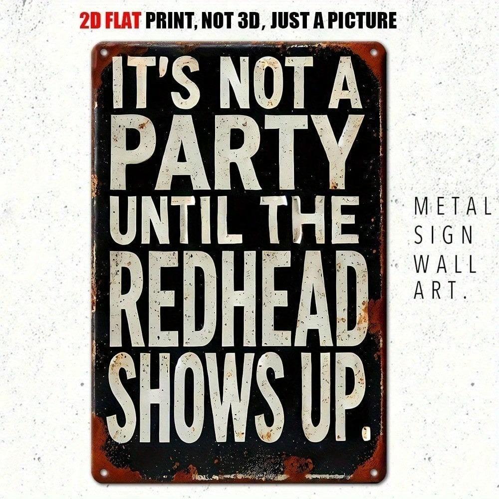 Vintage Rothaarige Metallposter, Wandkunst Bar Dekor für Man Cave