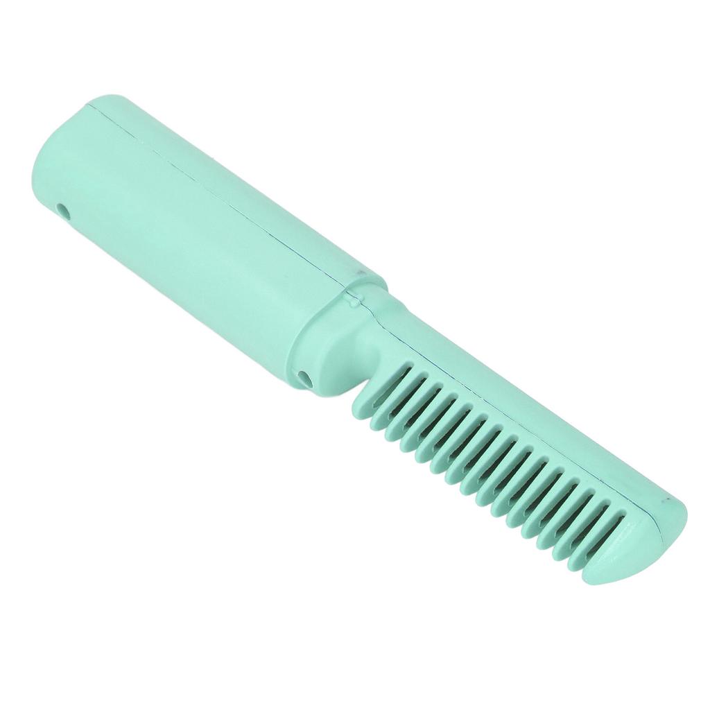 Hair Straightener Comb Brush Cordless Mini Rechargeable Electric Hair Curler for Home Travel Green
