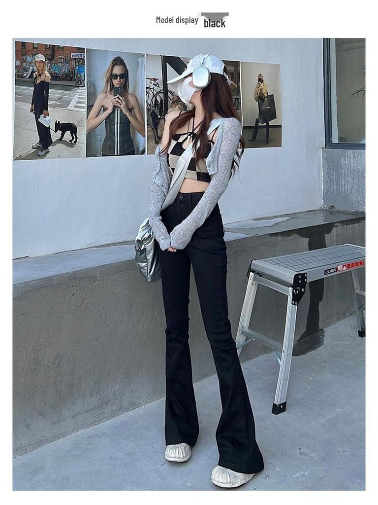 Women's Black High-Waist Micro-Flare Jeans, Spring/Summer 2025 Collection