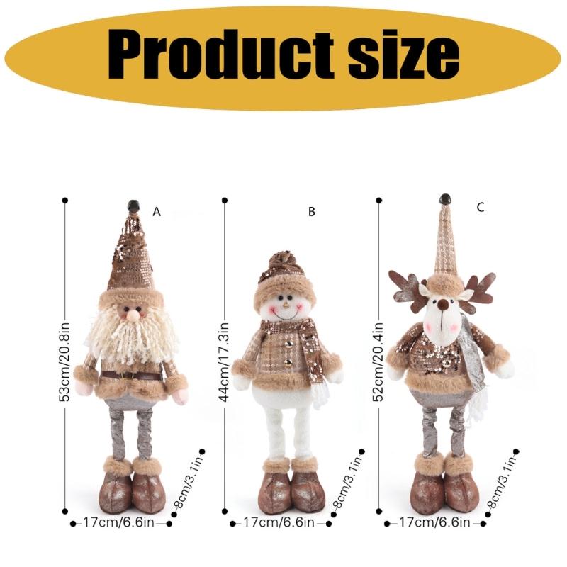 Extendable Christmas Decorative Figure with Fabric Texture, Holiday Character Ornament for Living Room Shelf Displays