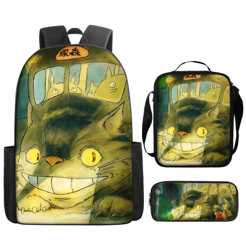 Hayao Miyazaki Chinchilla Schoolbag Cartoon Animation Backpack Children'S Backpack Satchel Pencil Case Digital Printing Computer Bag