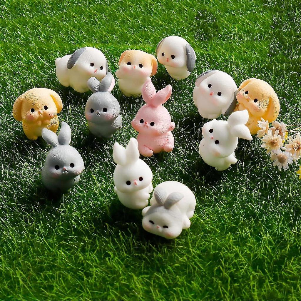 24 Pcs Mini Rabbits Easter Bunny Resin Bunny Figurines Mini Lop Bunny Mini Animals Fairy Garden Miniature Moss Landscape Ornaments For Easter Egg Fill