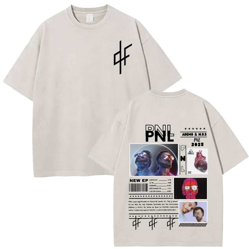 French Rapper Pnl Album Merch Graphic Tshirt Le Monde Chico Tshirt Unisex Unisex Fashion Hip Hop Oversized Vintage Washed Tshirts
