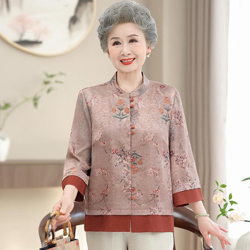 

Fashionable Spring Shirt for Middle-aged and Elderly Women, Simple Grandma s Summer Set XL рожевий