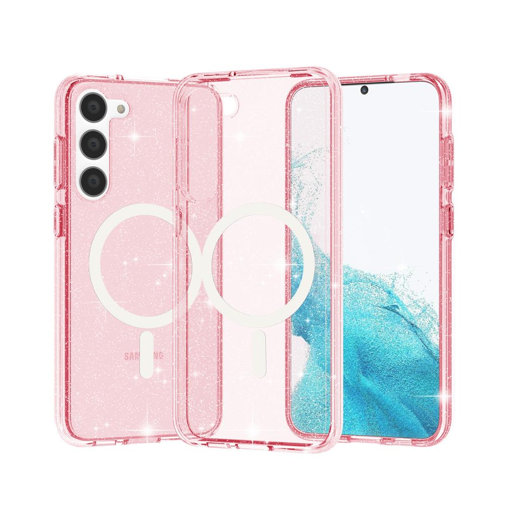 The New Samsung S23Plus Flash Powder Magnetic Mobile Phone Case Is Suitable for S23plus Terminator Transparent Anti-drop Protective Case.