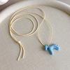 Colorful Horse Pendant Long Necklace for Women Simple Adjustable Sweater Chain Jewelry Gifts Fashion Accessory