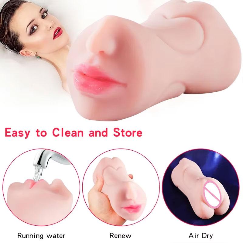 1/3 in 1 Male Masturbator Pocket Pussy 3D Textured Sex Toy with Realistic Vaginal Tight Anus Stroker