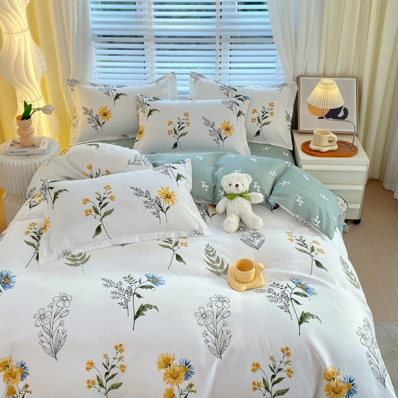 3 Piece Floral Duvet Cover Set With 2 Pillowcases Soft Skin Friendly Bedding Without Core For Single And Queen Size Beds