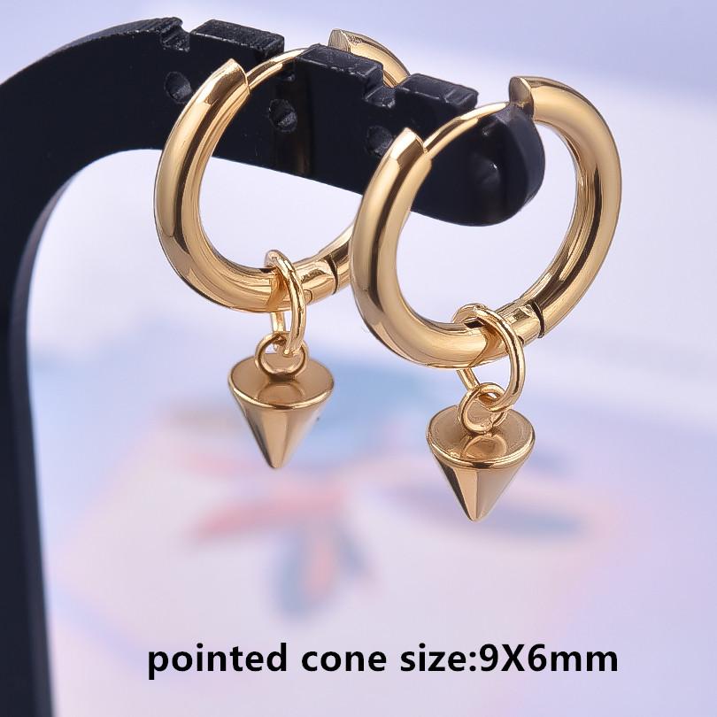 Nicht verblassend Unterschiedliche Länge Spitzkegel Hängeohrringe Edelstahl Runde Creolen für Damen Herren Schmuck Ohrpiercing Geschenk