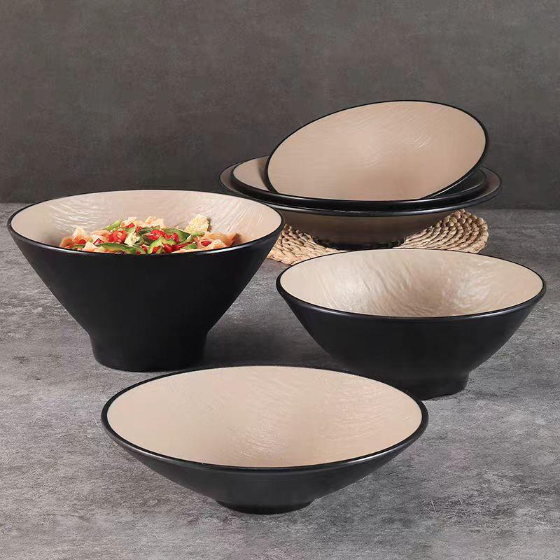 Melamine Japanese Conical Hat Bowl - Large Plastic Soup, Rice, and Noodle Bowl
