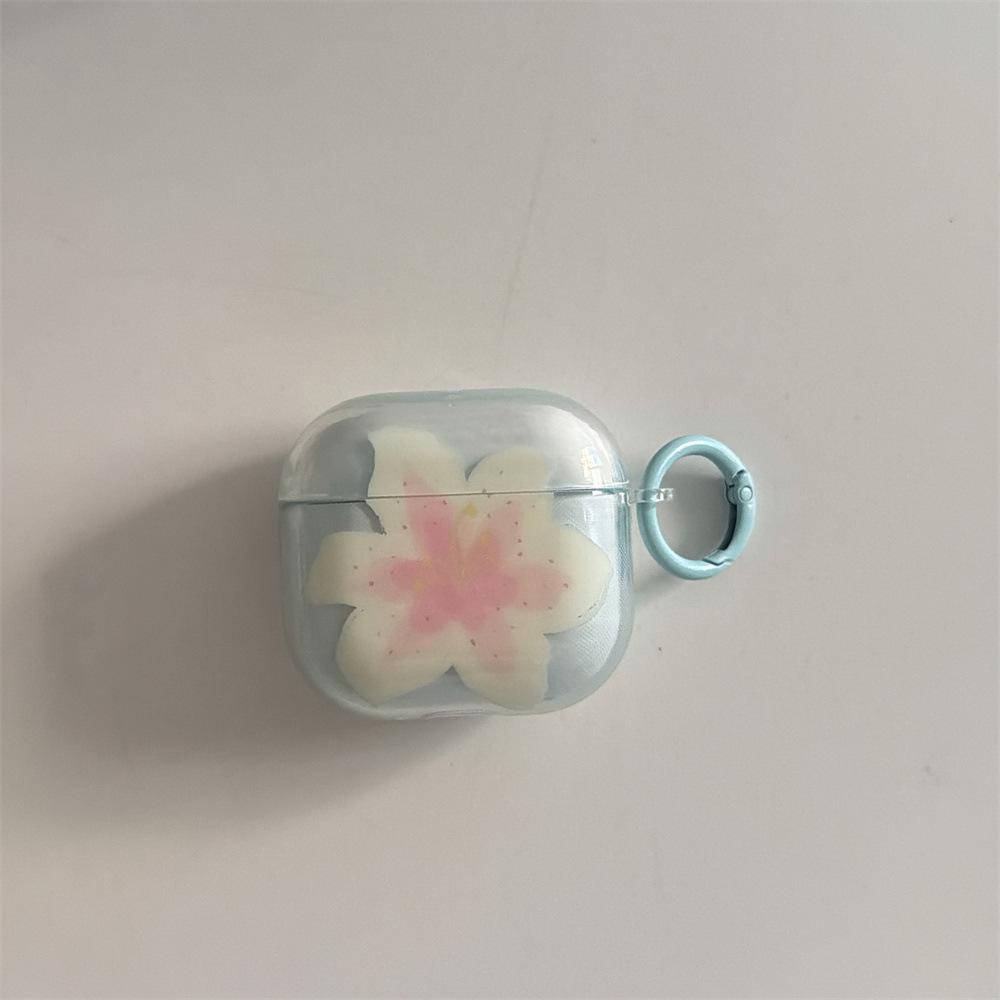 Small Fresh Lily Flower Earphone Cover for Apple AirPods 1 /1 Generation Transparent Bluetooth Case PRO1/PRO1
