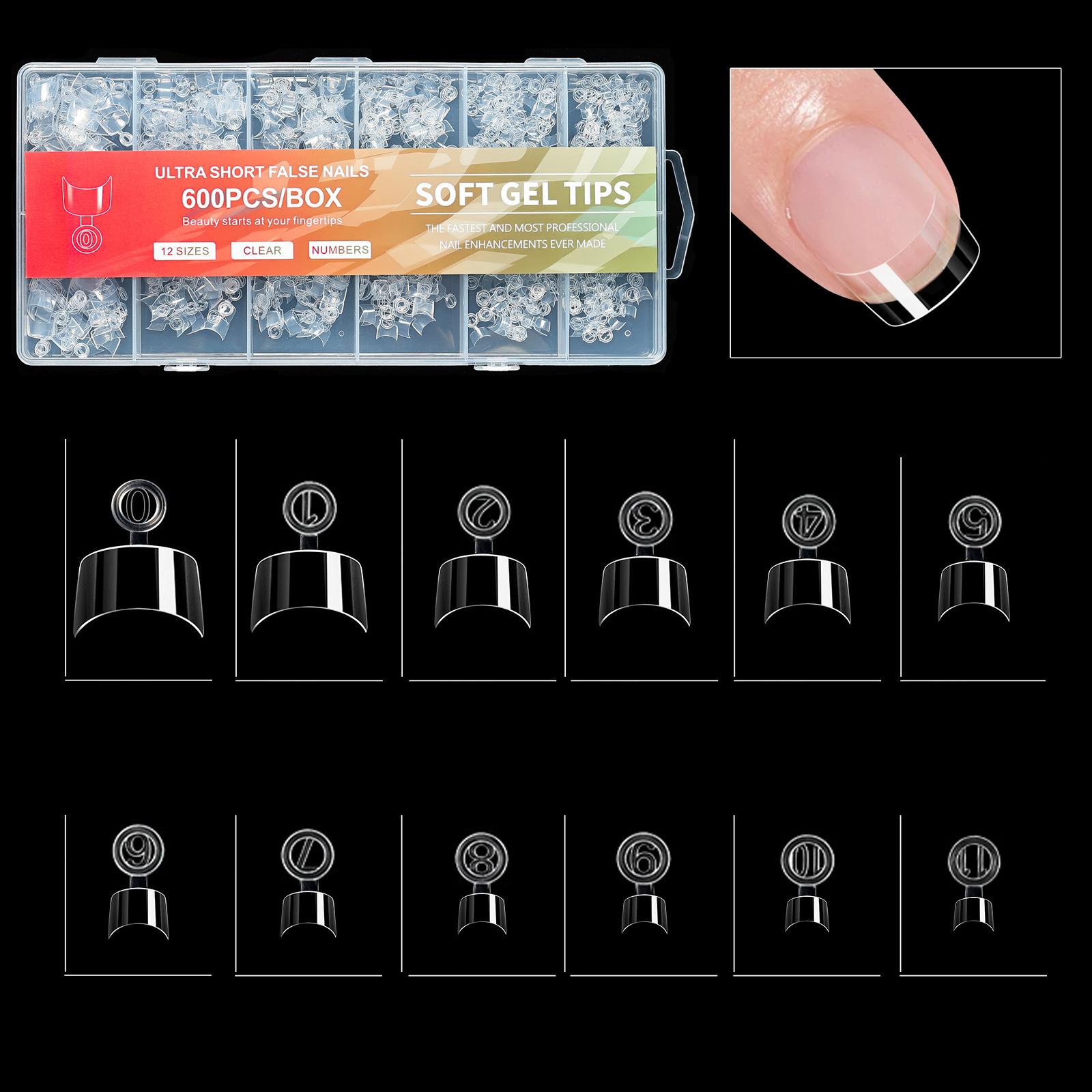 

Набор из 600 коротких типсов с половинным покрытием, искусственные ногти, маникюр, украшения для нейл-арта для начинающих и для профессионального салонного использования 3
