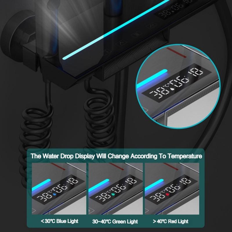 Shower Faucet System With Temperature Digital Display Shower Set Shower Head Hot Cold Brass Bath Faucet Bathroom Set Wall Mount