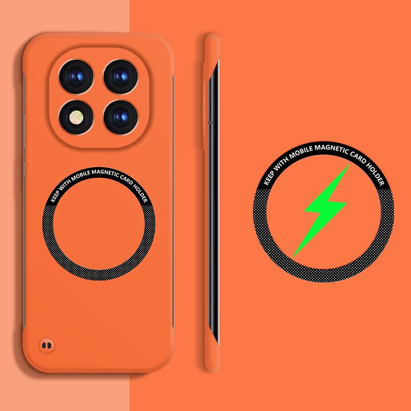 

Для Magsafe Магнитный Однотонный Жесткий ПК Без Бортика Чехол для Телефона Для Xiaomi 15 Ultra 13 12 14 Ultra Pro Redmi Note 14 13 Pro Plus Redmi Note13ProPlus оранжевый