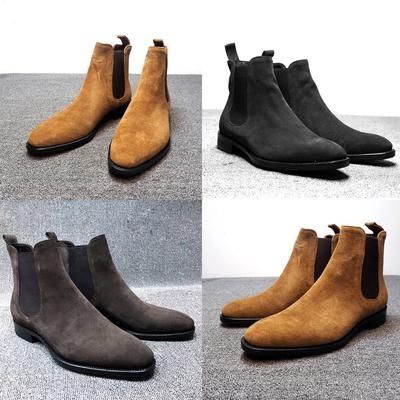 Moda bărbați retro ascuțit high-top set picior căprioară instrumente cizme bărbați