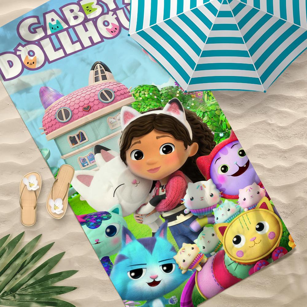 Cartoon Cute G-Gabbys Dollhouse Towel Soft Pool Gift For Travel Gym Shower Camping Quick Dry Sports Large Beach Towel