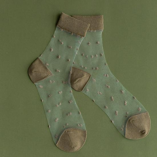 

Летние тонкие длинные женские носки с кристаллами — дышащие и стильные узоры в горошек. One Size (34-41)