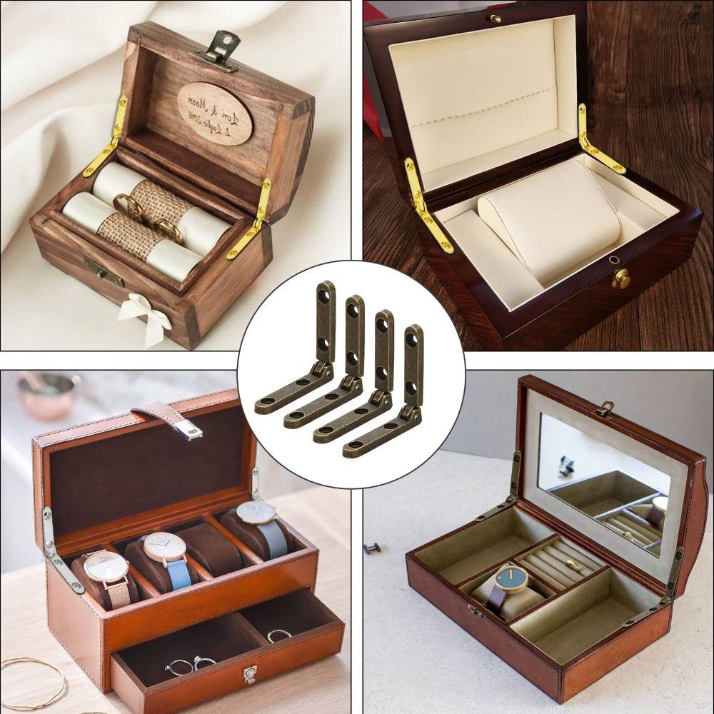 Zinc Alloy Folding Hinges  90 Degree Hinges Gift Box Bronze Hinges  Wooden Box