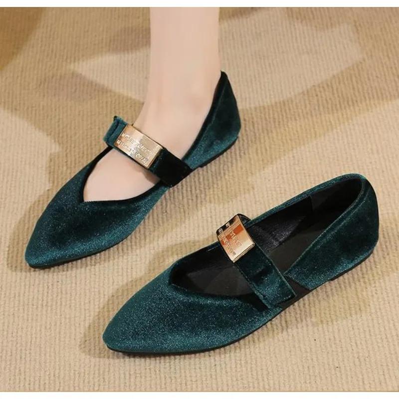New Luxury Fashion Pointed Toe Mary Jane Shoes New Comfortable Elegant Loafers Flat Single Shoes Women Zapatos De Mujer