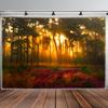 2D Sunrise Forest Tapestry, Golden Sunlight Wall Hanging