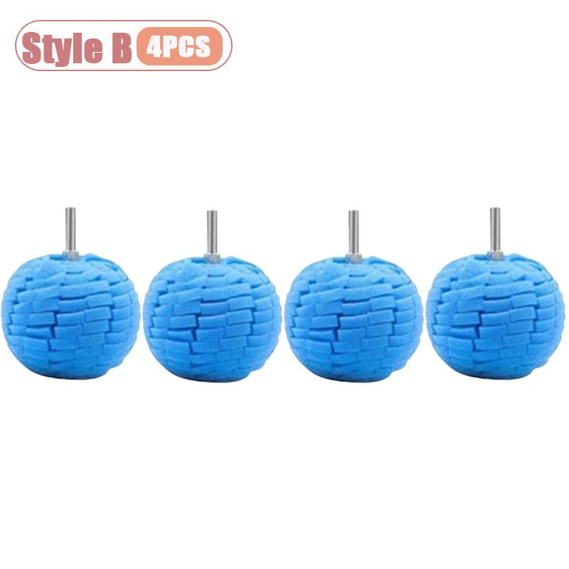 Car Drill Polishing Sponge Pad Kit Hub Polishing Pads Metal Cone Polishing Ball for Rim Cleaning Automotive Detailing Care Tools