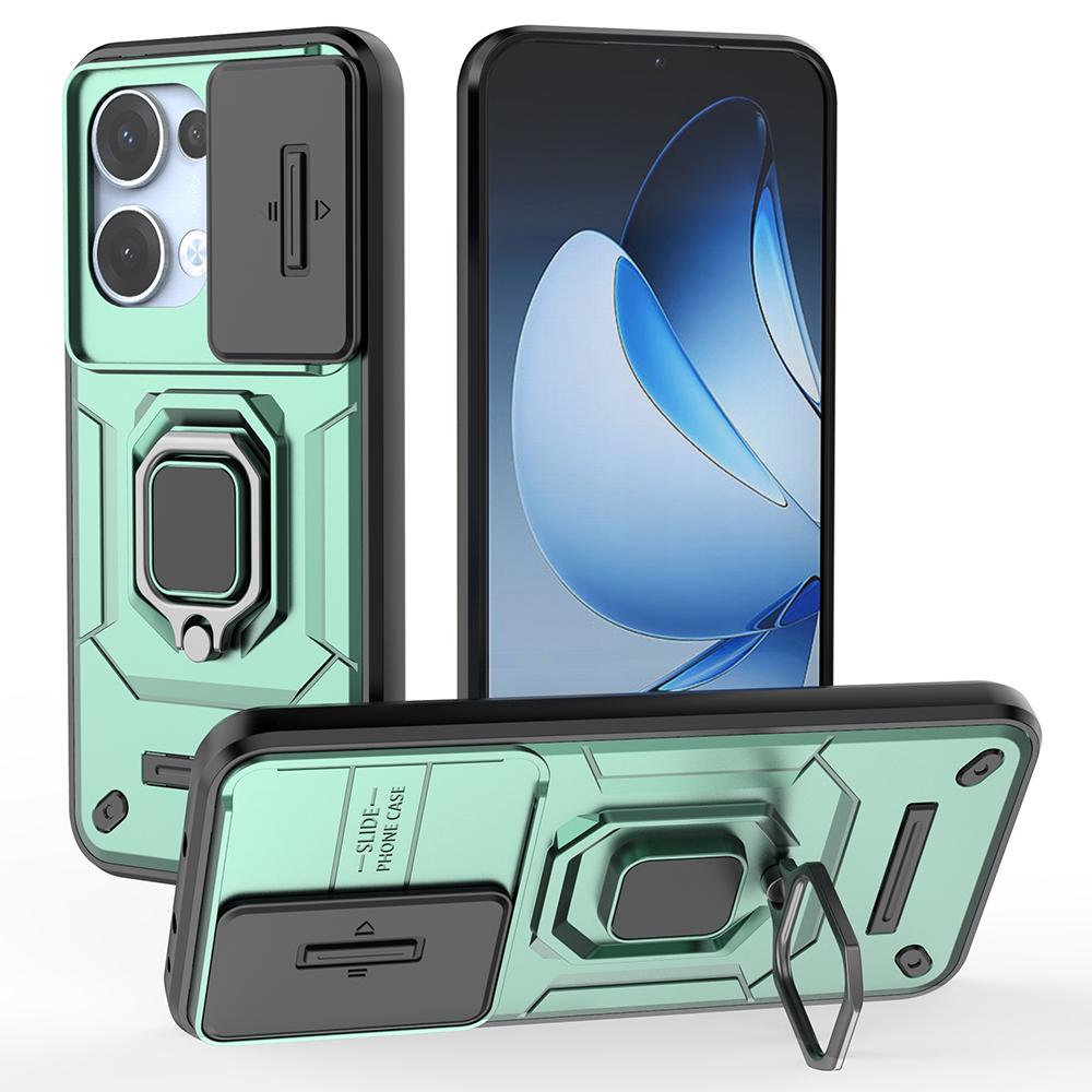 For Oppo Reno13 5G (Global) Case PC + TPU Kickstand Phone Protector with Lens Cover