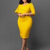 Women's New Temperament Tongle Solid Color Hip-wrapped Professional Pencil Skirt African Dress