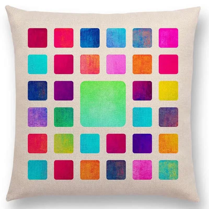 New Abstract Colourful Geometric Pattern Sweet Watercolor Dream Square Round Triangles Gorgeous Cushion Cover Throw Pillow Case