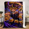 Dynamic scene with glowing cards, vibrant energy trails, and bold colors. for all seasons blanket lunch break throw gift