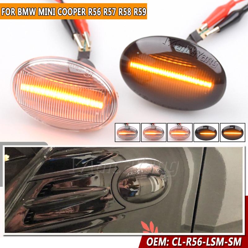 2pcs Dynamic Side Marker Repeater Light for BMW MINI Cooper R55 R56 R57 R58 R59 2007-2013 LED Turn Signal Light Indicator