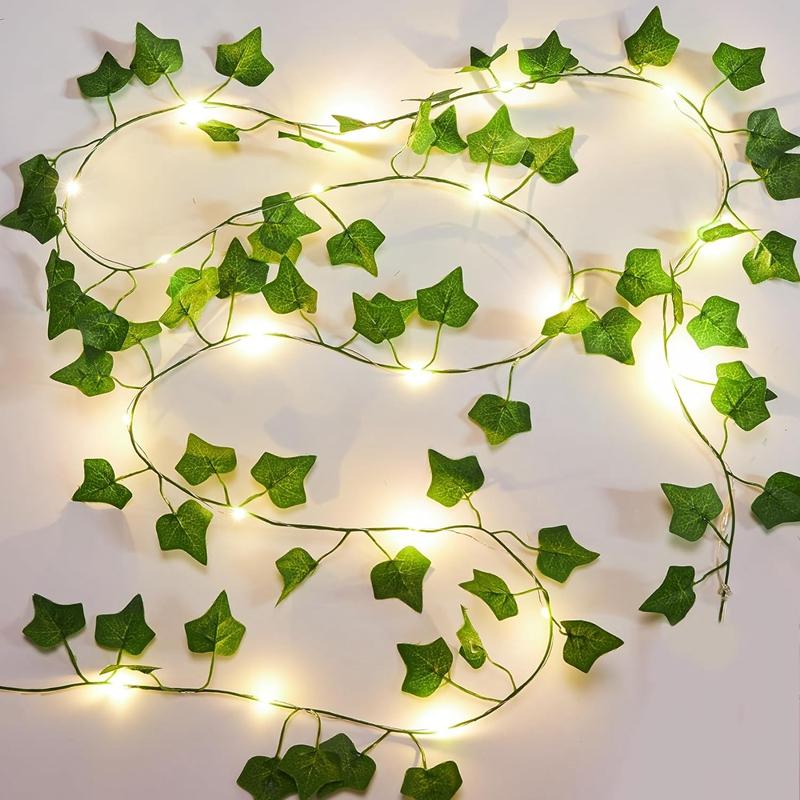 1Pcs Artificial Vines With Lights Fake Ivy Leaves String Lights Garland for Bedroom Wedding Wall Indoor Outdoor Home Room Decor