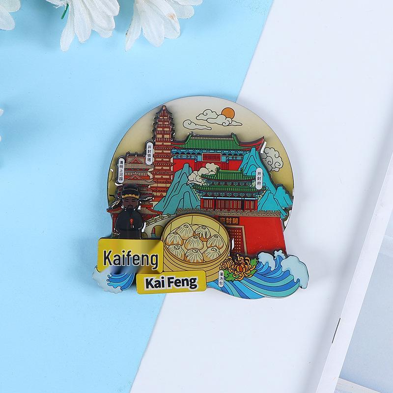 National City Scenic Cartoon Holz-Epoxid-Kühlschrankmagnet