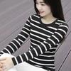Long Sleeved T-shirt Women's Spring Sutumn New Striped Shirt Korean Loose Versatile Round Neck Bottoming Blouse M-5XL
