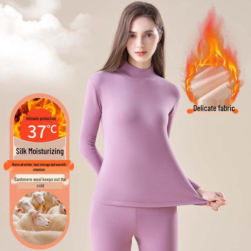 

Yi Er Shuang Women s Mock Neck Thermal Top with Cashmere & Silk Blend XL