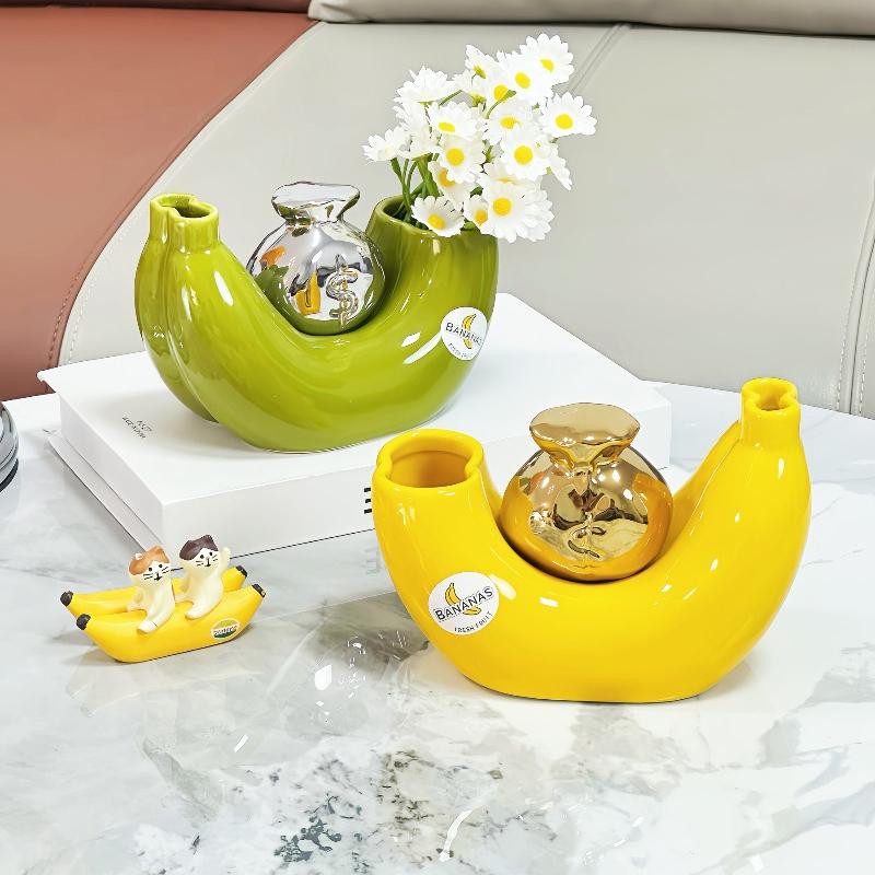 Bananenförmige Barren Keramikvase Trockenblumen Blumenarrangement Zubehör Heimdekoration Keramik Blumenarrangement Vase