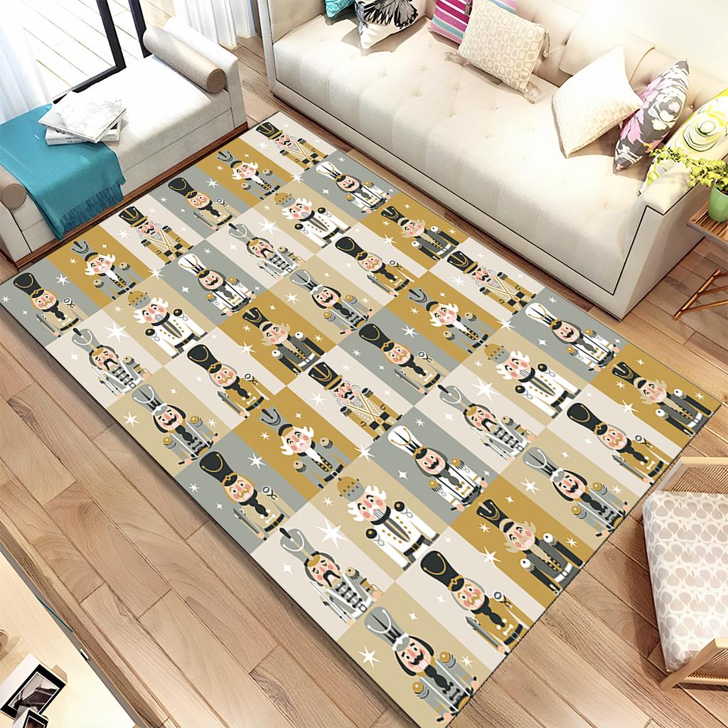 Merry Christmas Gift The Nutcracker Cartoon Doll Happy New Year Carpet Rug for Living Room Bedroom Home Sofa Decoration,Non-slip