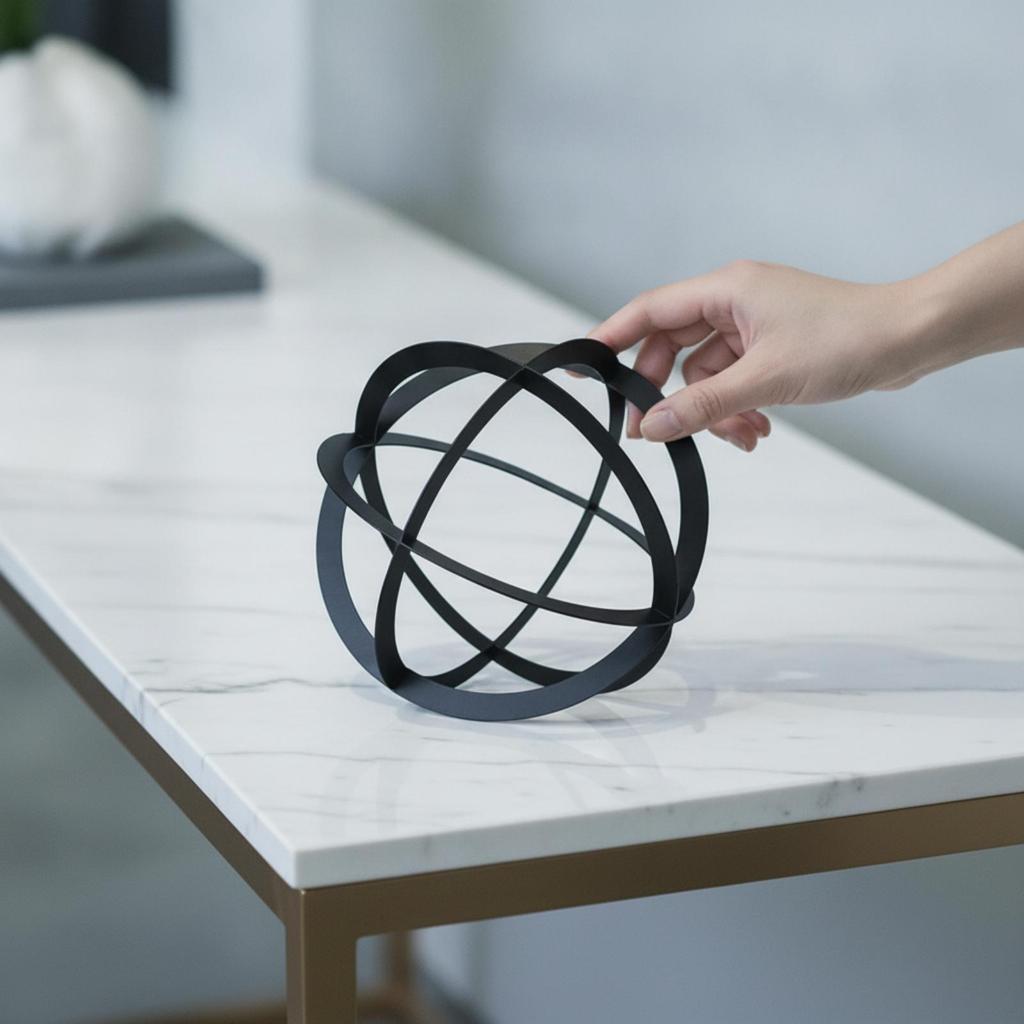 Metal Geometric Sculpture Decorative with Interlocking Rings Elegant