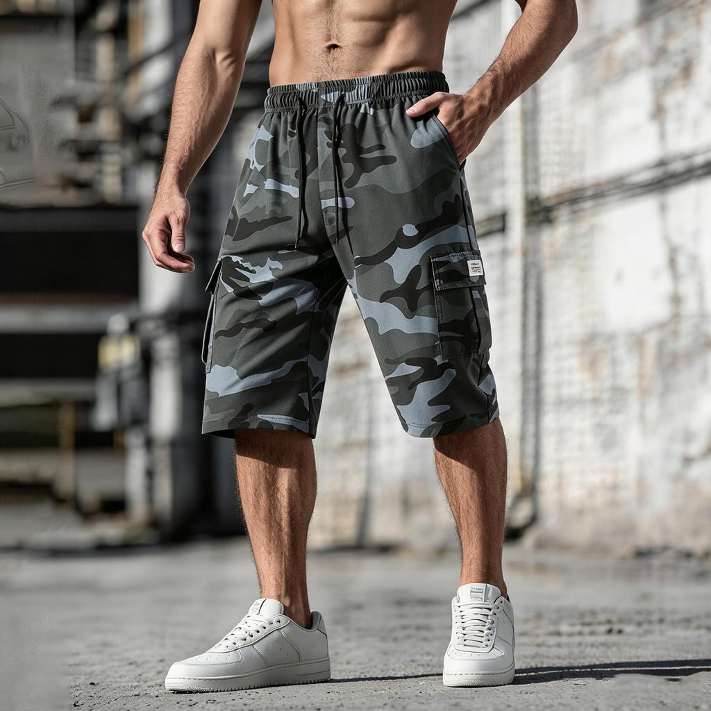 Herren Cargoshorts Leichte Outdoor-Sport Mehrere Taschen Arbeitskleidung Caprihosen Elastischer Bund Sommer Freizeit Arbeitshosen