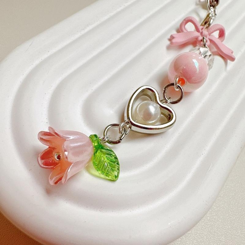 Hjärta Telefon Snodd Stilfull Telefon Berlock Rosett Telefon Dekoration Blomma Väska Hänge Gåva för Modeentusiaster