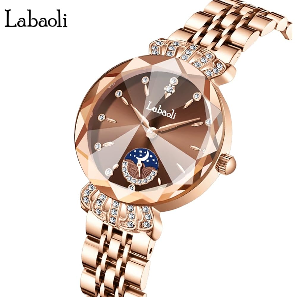 "Elegant Women's Rose Gold Crystal Watch Waterproof Stainless Steel Business Style"