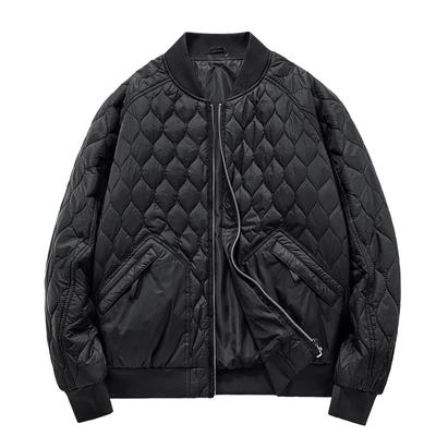 Winter Cotton Jacket, Diamond Grid Baseball Jacket, Loose Plus Size Pilot Jacket, Cotton Jacket, Casual Jacket, Men's Thick Jacket