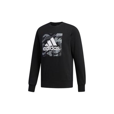 adidas Logo Print Camouflage Loose Fit Sports Crew Neck Sweatshirt Men Sweatshirt Black FJ0240