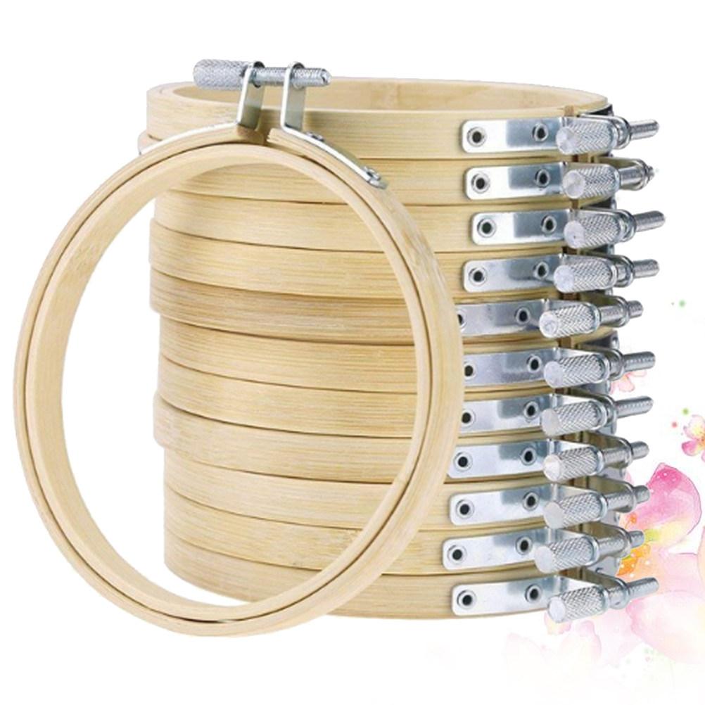 12Pcs Bamboo Embroidery Hoop 10Cm Circle Frame DIY Cross Stitch Craft Tool for Decoration Needlework Embroidery Hoop