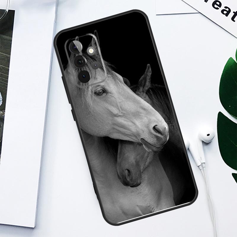Black White Horse For Samsung Galaxy A52 A22 A32 A54 A34 A14 A55 A35 A15 A53 A33 A13 A05 A06 A16 Phone Case
