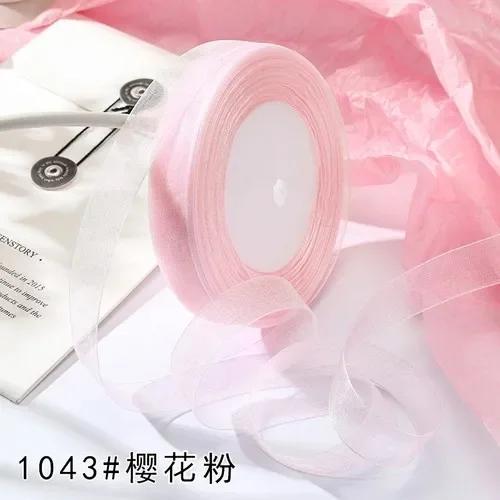 15mm 50yards/roll organza ribbons gift wedding Party Christmas decoration wrapping lace Handmade DIY Fabric White chiffon Ribbon
