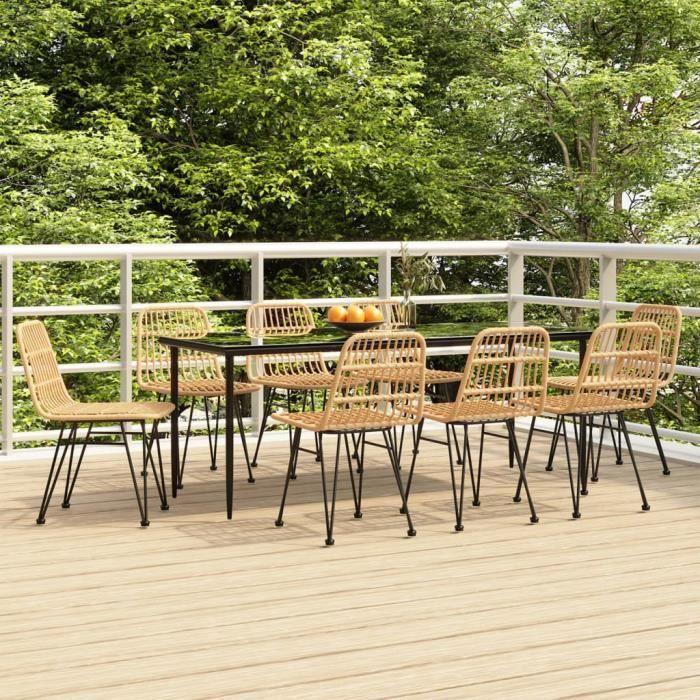 3157879 vidaXL Ensemble à dîner de jardin 9 pcs Résine tressée
