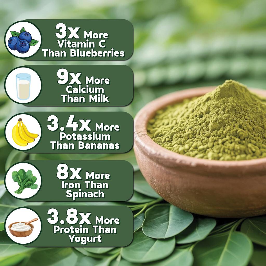 NUTRIROOTZ Organic Moringa Powder 200g | Drumstick Leaves Powder | Rich In Vitamins | Anti-oxidant| Good For Hair & Skin | Pack of 2 (100G Each)