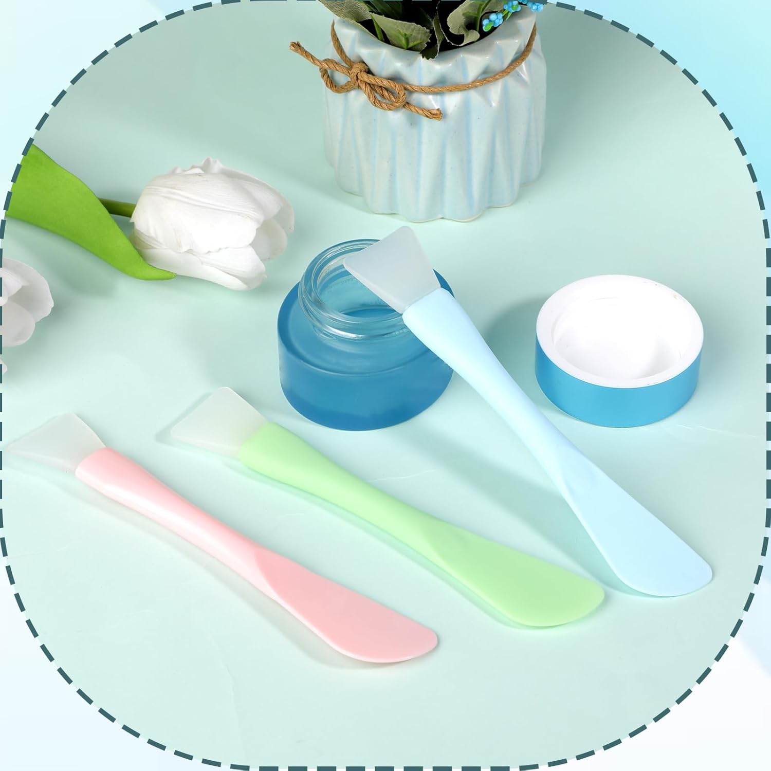 4 Pcs Face Mask Brush, Mask Applicator Tools, Beauty Spatula Soft Silicone Double Head Facial Makeup Brush for Facial Mud, Clay, Apply Cream for All